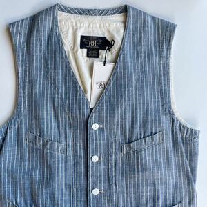 【未使用】RRL “Indigo Striped Vest” XS インディゴ ストライプ ベスト Ralph Lauren ヴィンテージ