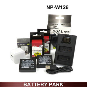 大容量 NP-W126/NP-W126S FUJIFILM 互換バッテリー2個と互換充電器 ACアダプター付 X-S10 X-H1 X100V X-T30 X-A7 X-E4 X-Pro3 X-T3 X-E3