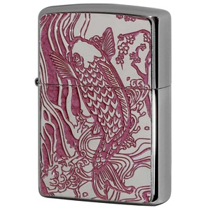 Zippo ジッポライター 鯉 カープ ピンク ＃200 メタルプレート 両面加工 ニッケルメッキ 2MPP-Carp PK メール便可