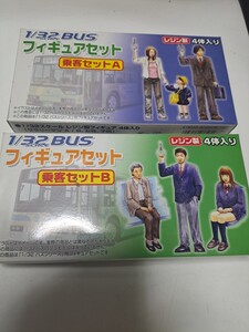 アオシマ　1/32　バス　フィギュア　レジン製　乗客セットA (サラリーマンA/B女性子供)　乗客セットB (学生A/B 女子高生老人)　未組立