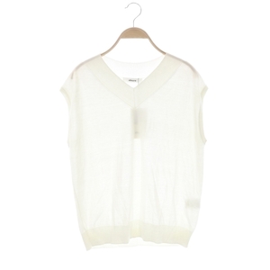 エブール ebure 23AW Light Silk Cotton V Neck Sleeveless Knit Top ニット カットソー ノースリーブ Vネック 38 白 /MI ■OS レディース