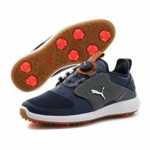 25.5cm プーマ ゴルフ イグナイト パワーアダプト ケージド ディスク 紺 192236 04 PUMA GOLF IGNITE PWRADAPT CAGED DISC スパイク