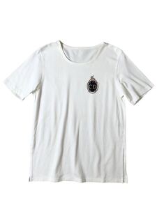 (D) Christian Dior クリスチャンディオール ロゴ刺繍 半袖Tシャツ L ホワイト系 送料250円 (ma)