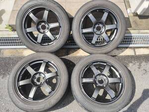 RAYS VR TE37 SAGA 18インチタイヤアルミ４本 18X9J+45 PCD114.3インプレッサGRB GVB VAB スカイラインER34 HR34 V35 V36ランエボCT9A CZ4A