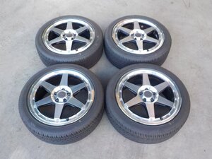 ☆動画有り☆ LONG CHAMP XR4 ロンシャン XR-4 17インチ 4本セット 17×7J＋50 PCD100 5穴 タイヤ付き●24017702三C107●