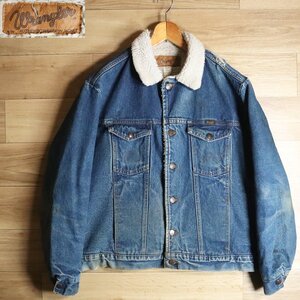 B5Y/Y5.27-3　90s　アメリカ製　Wrangler　ラングラー　デニムジャケット　トラッカージャケット　ジージャン　Gジャン　裏ボア　Lサイズ