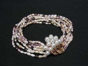 1円 ■美品■ TASAKI タサキ 本真珠 アコヤ真珠 パール 約2mm〜4mm 14K 585 14金 ブレスレット アクセサリー アイボリー系 FC5962