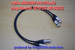 ■■ BELDEN 8412（black）＋XLR plug オス-メス（NC3FM）/0.45m×2本