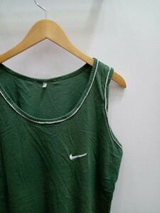 ★F025 NIKE ナイキ US古着 ノースリーブ タンクトップ スポーツ ロゴ刺繍 サイズXL(小さめ) 緑系 