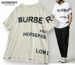 国内正規品 BURBERRY バーバリー ホースフェリー プリントロゴ クルーネック 半袖 オーバーサイズ Tシャツ XS ホワイト BB8040691