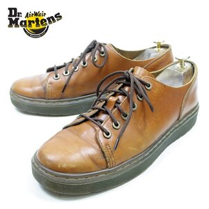 UK8　27cm相当　Dr.Martens　ドクターマーチン　6ホール　イエローステッチ　レザースニーカータイプ　ブラウン　茶/24.11.20/P1873