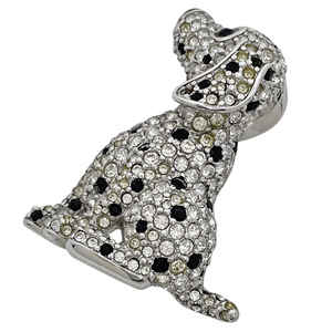 スワロフスキー SWAROVSKI ダルメシアンモチーフ ブローチ 犬 ドッグモチーフ シルバーメッキ シルバー ブラック レディース 【中古】