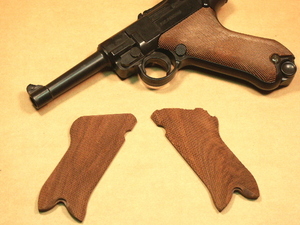 Luger P08 ウォールナッツグリップ WW2 German Ruger P08 American Walnut Full Checker Grip Wood Grip 送料無料 