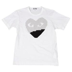 プレイ コムデギャルソンPLAY COMME des GARCONS コットンビジューハートロゴTシャツ 白S