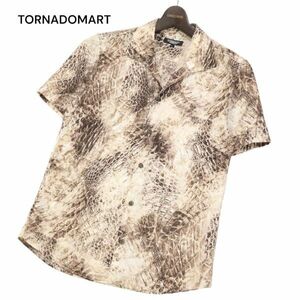 TORNADOMART トルネードマート 春夏 パイソン総柄★ 半袖 スタンドカラー シャツ Sz.L　メンズ 日本製　I4T01938_5#A