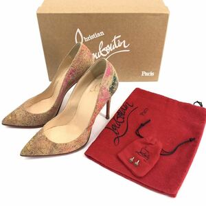 美品 Christian Louboutin クリスチャンルブタン グリッター ハイヒール パンプス マルチカラー 37 箱 袋付き 