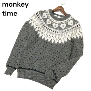 monkey time モンキータイム ユナイテッドアローズ 秋冬★ ウール ニット セーター ノルディック柄 モヘヤ混 Sz.S メンズ　C4T10170_B#K