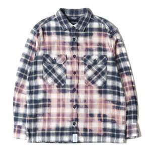 DESCENDANT ディセンダント シャツ サイズ:1 19SS ブリーチ加工 チェック フランネル 長袖 シャツ MOSS CHECK LS SHIRT ネイビー ホワイト