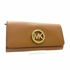 美品　MICHAEL KORS マイケルコース　長財布　ウォレット　ロゴ　レザー　革　ブラウン　系　BSK29