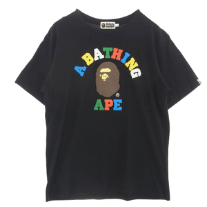 A BATHING APE アベイシングエイプ 001CSG301004X BAPE プリント Tシャツ カットソー 半袖 マルチカラー ブラック系 L【中古】