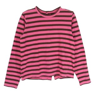 tricot COMME des GARCONS トリココムデギャルソン TF-T009 バックボタン ボーダー 長袖 Tシャツ ピンク系 S【中古】