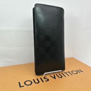 n682 1円 LOUIS VUITTON ルイヴィトン アンフィニ ダミエ ブラザ 長財布 小銭入れ付き シリアル SP4121 ブラック