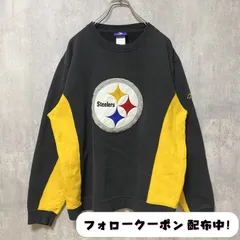 古着 used　Reebok　NFL　Steelers 　長袖スウェット　トレーナー　刺繍ワッペン　アメフト　クルーネック