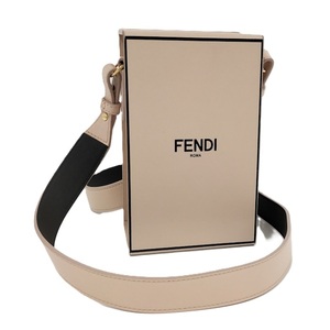 FENDI ボックス ショルダーバッグ レザー ピンクベージュ