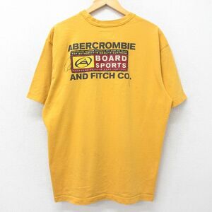 XL/古着 アバクロンビー 半袖 ビンテージ Tシャツ メンズ 00s ビッグロゴ 大きいサイズ コットン クルーネック 黄 イエロー 24jul17 中古