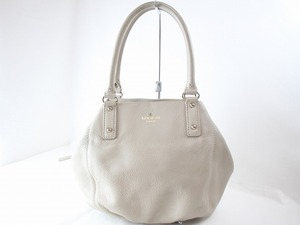 1円　　ケイトスペード　kate spade NEW YORK　★　ハンドバッグ　ショルダーバッグ　★　グレージュ　レザー　裏地ストライプ　706