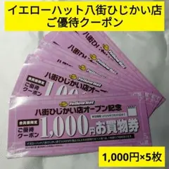 イエローハット 八街ひじかい店 1,000円お買い物券 5枚