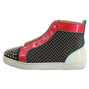 CHRISTIAN LOUBOUTIN クリスチャンルブタン LOU SPIKES ORLATO FLAT PAT/CANV スパイク スタッズ 総柄 ハイカットスニーカー マルチ EU42.5