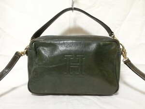 HIROFU ヒロフ ハンドバッグ 2way レザー ダークグリーン ショルダーバッグ バッグ