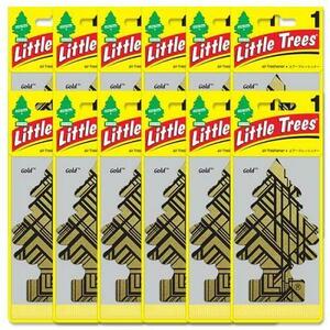 送料無料！Little Trees リトルツリー エアフレッシュナー「ゴールド」12枚セット 消臭 芳香 カーアクセサリー オシャレ フレグランス 車
