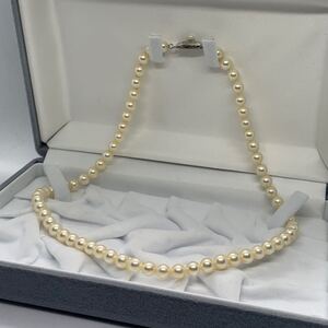 【美品】TASAKI タサキ アコヤ あこや パール ネックレス 本真珠 テリツヨ 照り強 ホワイト 白 約6.0mm-6.5mm 約43cm 約24.0g SILVER刻印 