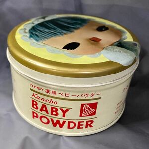 【昭和レトロ　缶】カネボウ薬用ベビーパウダー　中身入り　鐘紡化粧品 Kanebo Baby powder vintage retro tin container MINT