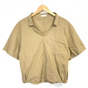 H8099dE 日本製 BEAUTY&YOUTH UNITED ARROWS ビューティーアンドユース 半袖シャツ ベージュ系 レディース サイズM位 スキッパーシャツ