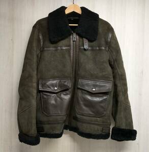 Belstaff ベルスタッフ ムートンジャケット レザー 本革 ファー 羊毛皮 ユーズド加工 ボア ブルゾン サイズ50 店舗受取可