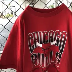 ChicagoBulls シカゴブルズ Tシャツ 赤 90s デカロゴ 丸胴