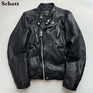 【美品】Schott ショット セミダブル ライダースジャケット 加工モデル L