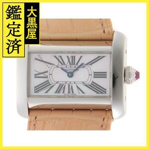 Cartier　カルティエ　ミニタンクディヴァン　W6301455　SS/レザー　ホワイトシェル文字盤　クォーツ　レディース【200】C