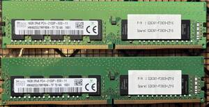 16GBx2枚 ECC アンバッファード DDR4-2133 Hynix HMA82GU7MFR8N-TF