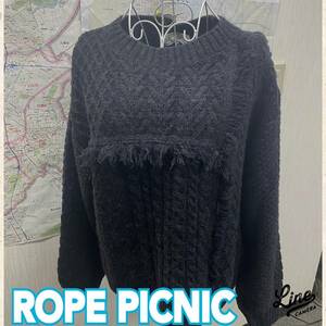 タグ付き 未使用品 ◆ ROPE PICNIC ◆ ざっくりニット セーター 40サイズ ダークグレー ◆ ロペ ピクニック ◆ レディース 