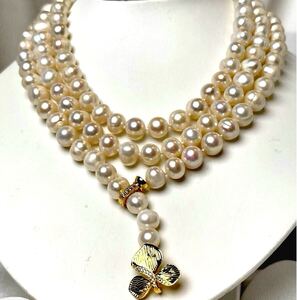 天然無調色本真珠ネックレス9mm 120cm Pearl necklace jewelry パールネックレス ロングネックレス