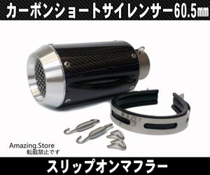 汎用60.5カーボンマフラー/スリップオンサイレンサーGPショート CBR600RR CBR1000RR CB1300SB YZF R-1 R1 R-6 シルバー