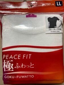 【TOPVALU】クールネック半袖シャツ LLサイズ 白★PEACE FIT 極ふわっと GOKU-FUWATTO