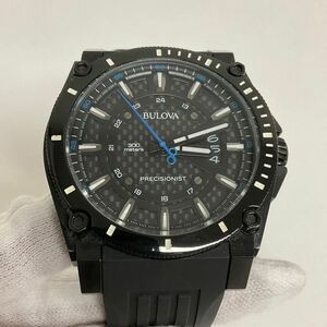 営SA636-60◆ BULOVA／ブローバ　プレシジョニスト 98B142 300M ブラック メンズ クォーツ 腕時計 （現状品）