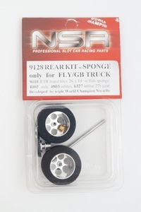 新品 NSR 1/32 REAR KIT SPONGE only for FLY/GB TRUCK インライン ギア タイヤ アルミホイール 9128 スロットカー