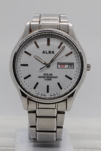 【SEIKO】ALBA SOLAR V158-0AX0 10BAR STAINLESS STEEL MOVEMENT JAPAN 中古品時計 充電必要 24.12.8 