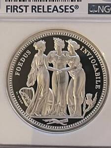 【最高鑑定】イギリス「スリーグレイシス」エリザベス2世 5ポンド（2オンス）銀貨 NGC PF70 ULTRA CAMEO 2020年